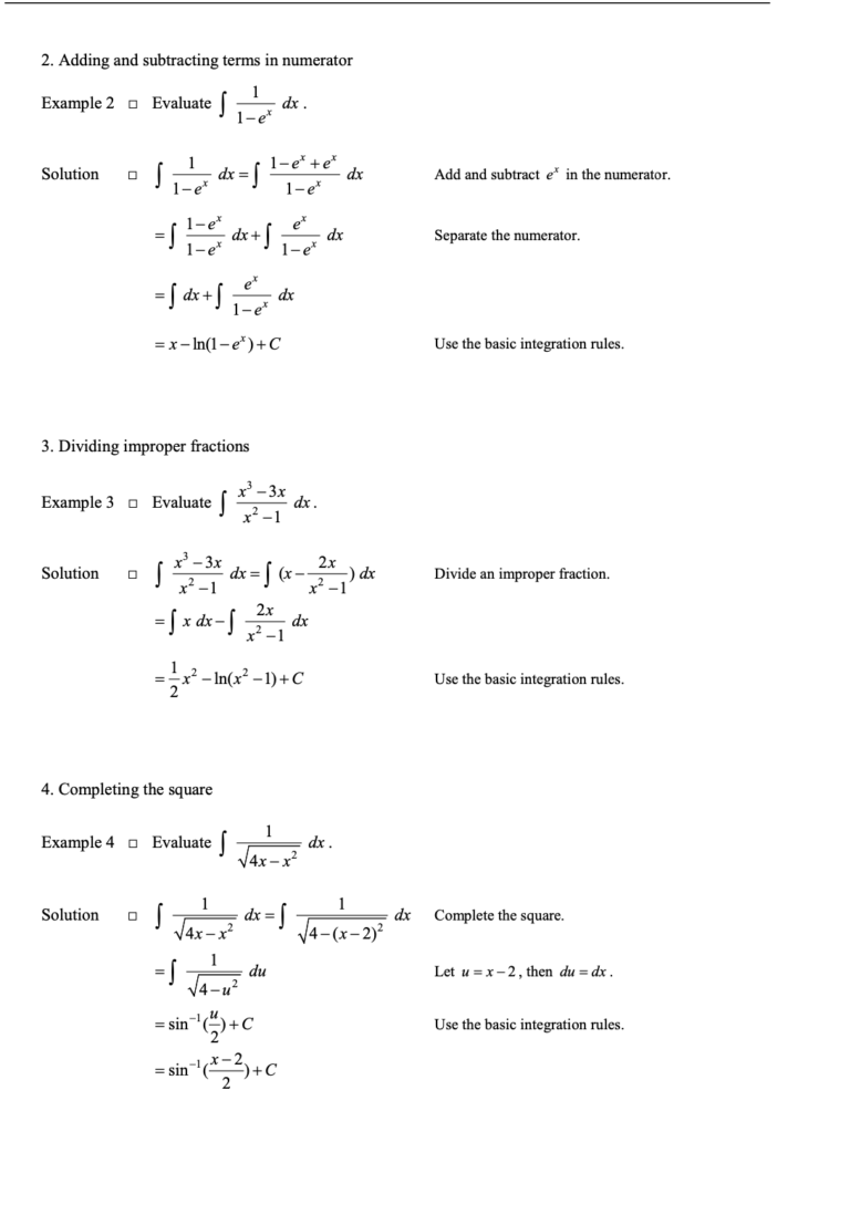 Basic Integration Rules